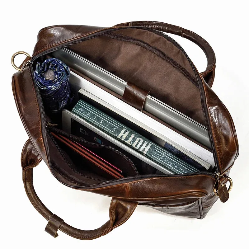 Genuine Leather Men's Business Laptop Handbag