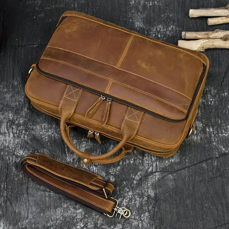 Genuine Leather Men's Business Laptop Handbag