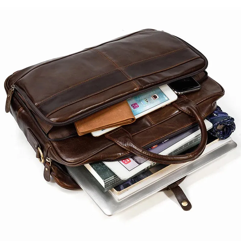 Genuine Leather Men's Business Laptop Handbag