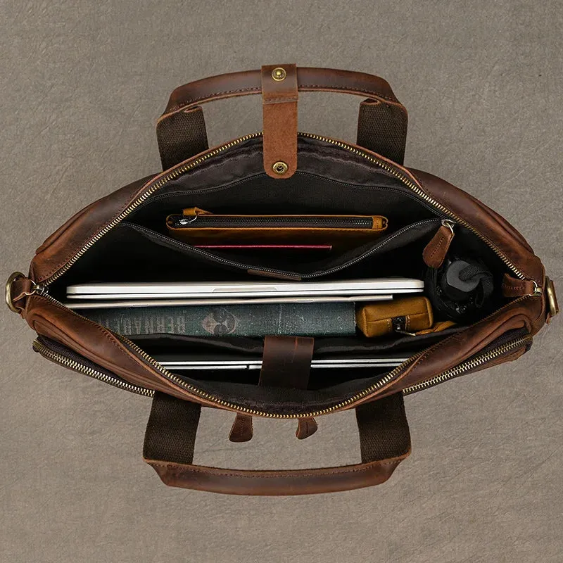 Genuine Leather Men's Business Laptop Handbag