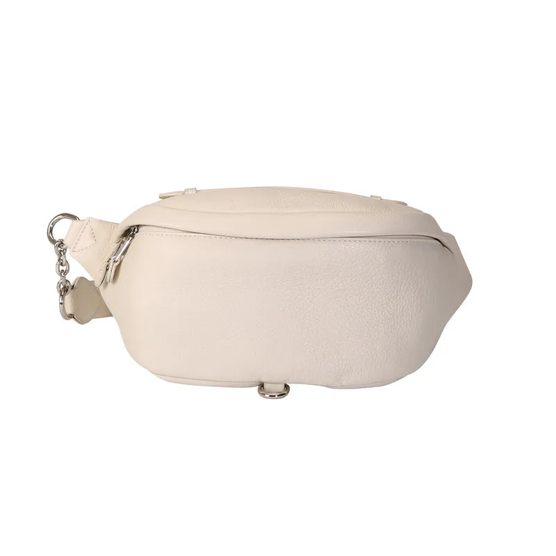 Genuine leather waist bag for women elegant crossbody chest purse unisex for travel running