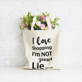I Love Shopping Flat Tote Natural