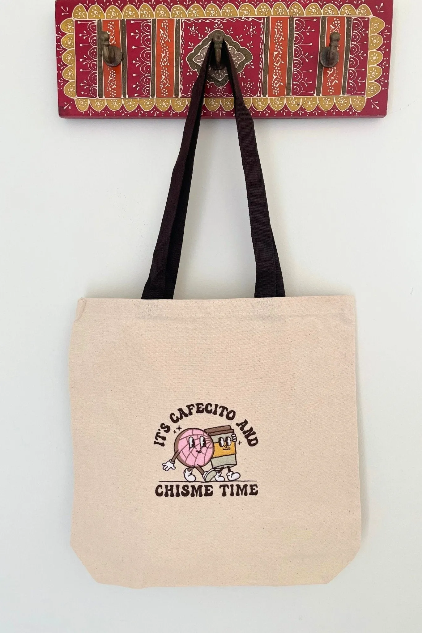 It's Cafecito & Chisme Time Embroidered Tote Bag