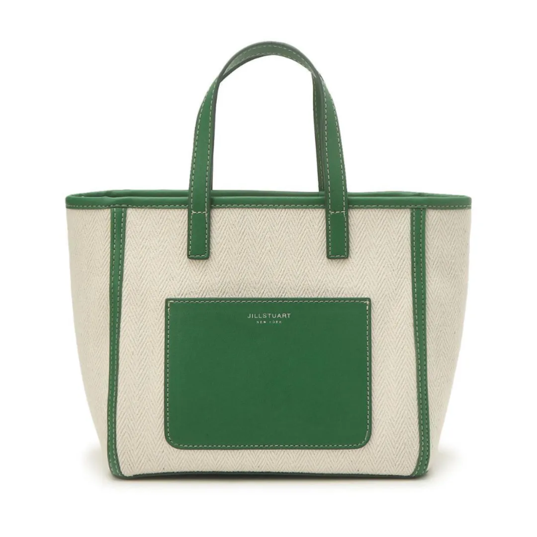 JILLSTUART NEW YORK ESSENTIAL CANVAS Green Pocket Mini Canvas Tote Shoulder Cross Bag / from Seoul, Korea