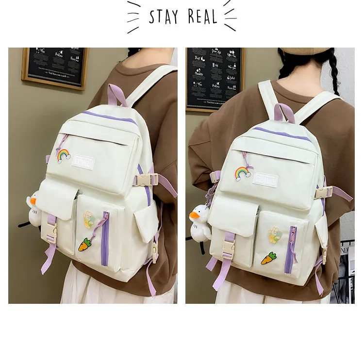 Kids Backpack With Lunch Box School Backpacks - Black Blue Pink Book Bags For Girls Set Handbag Purse Pink Bookbag