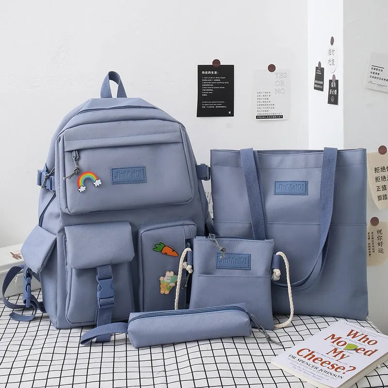 Kids Backpack With Lunch Box School Backpacks - Black Blue Pink Book Bags For Girls Set Handbag Purse Pink Bookbag