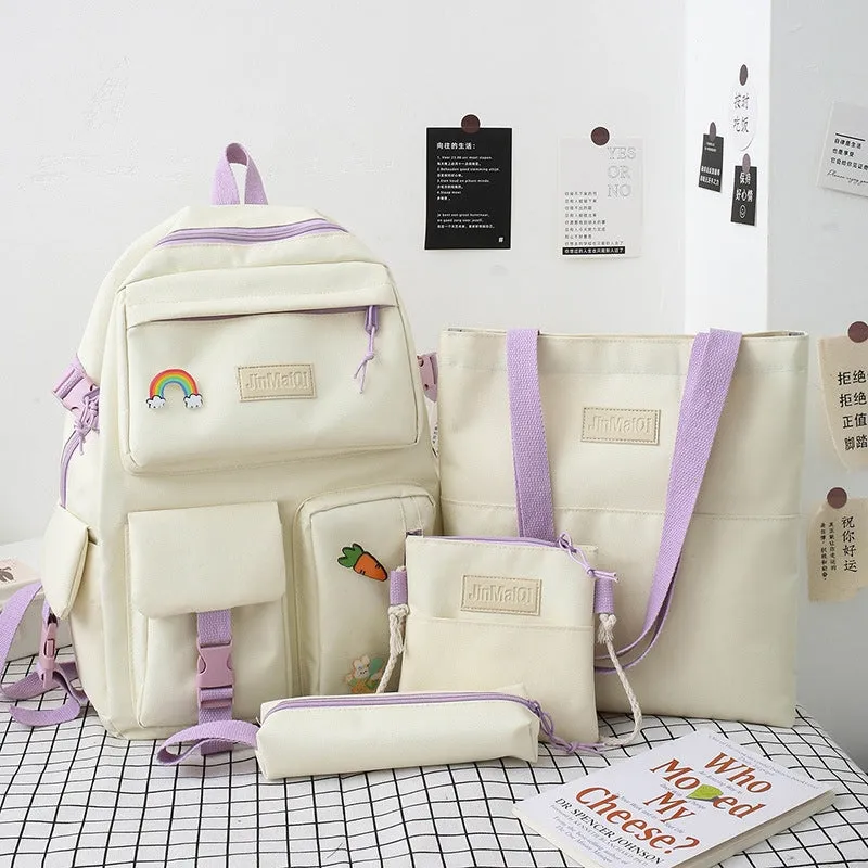 Kids Backpack With Lunch Box School Backpacks - Black Blue Pink Book Bags For Girls Set Handbag Purse Pink Bookbag