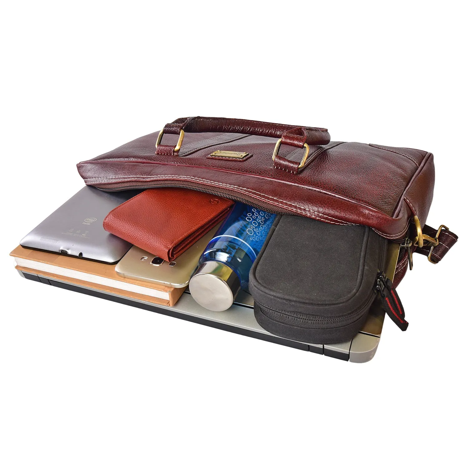 Leather Laptop Bag 36804 (BROWN)