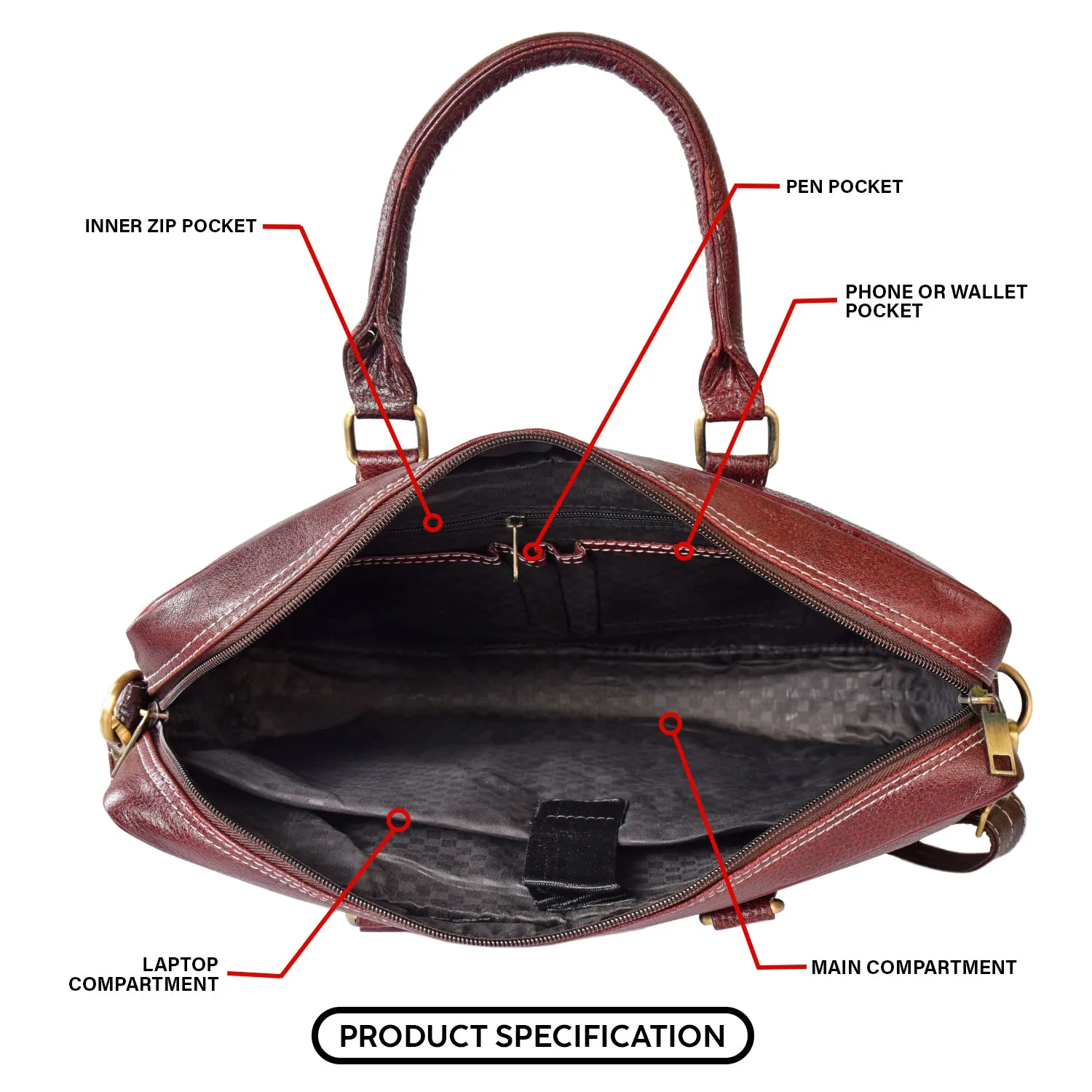 Leather Laptop Bag 36804 (BROWN)