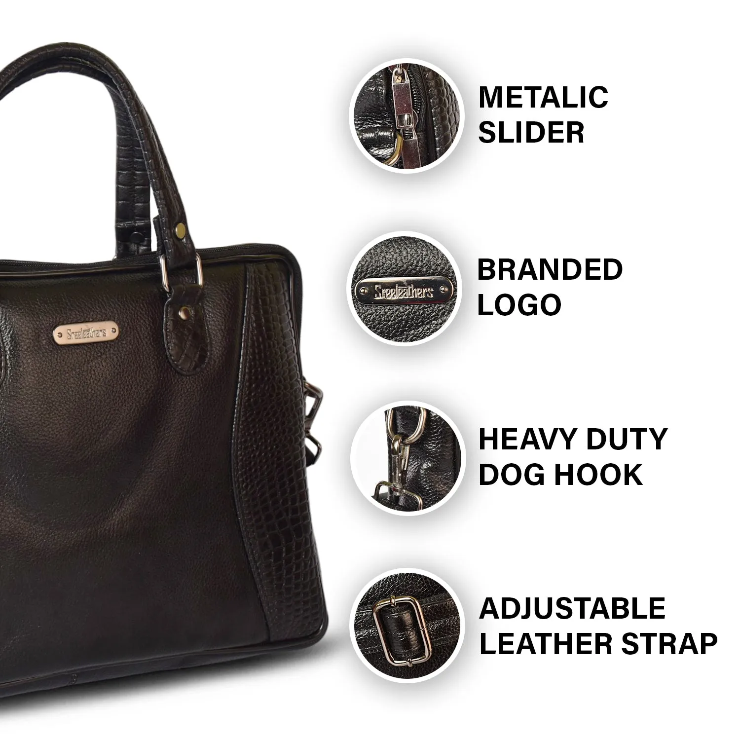 Leather Laptop Bag 36822 (Black)