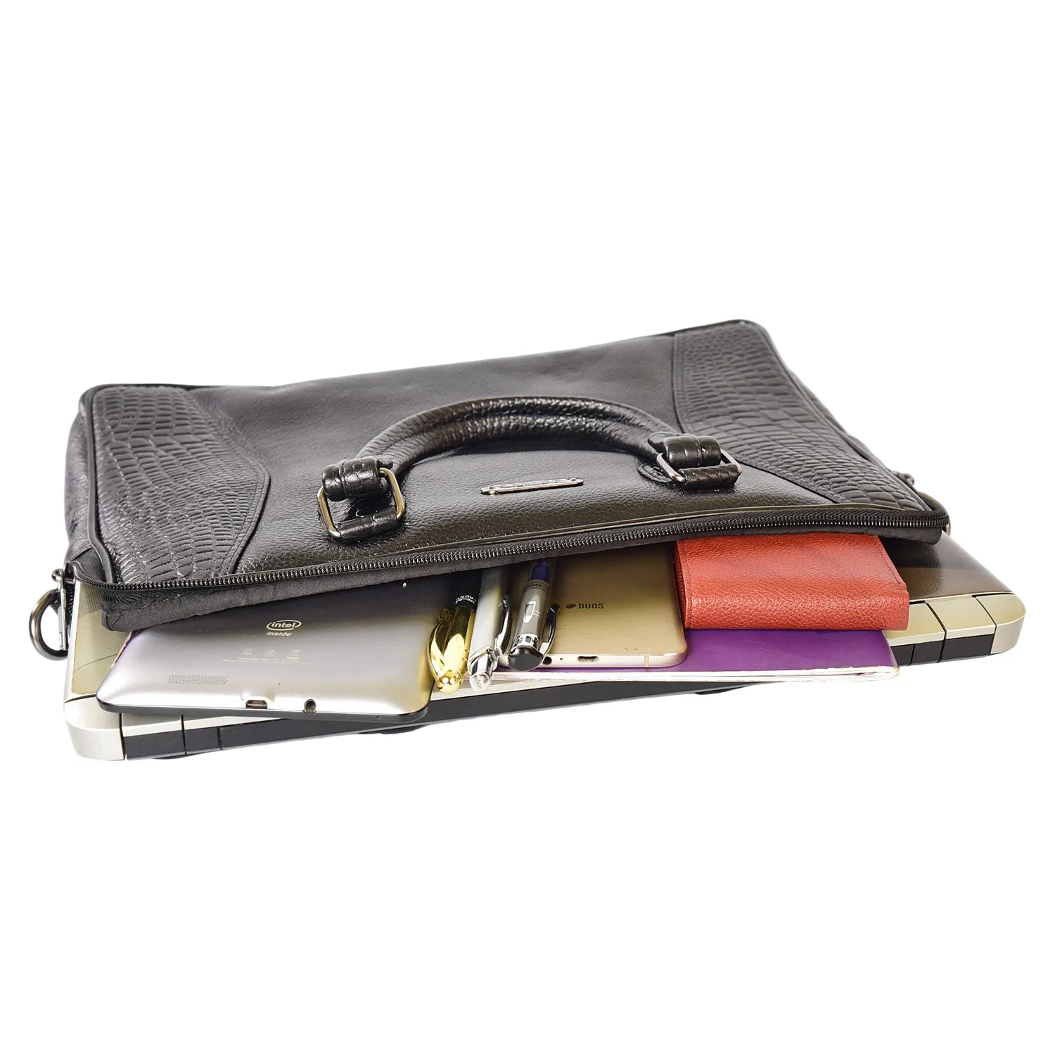 Leather Laptop Bag 36822 (Black)