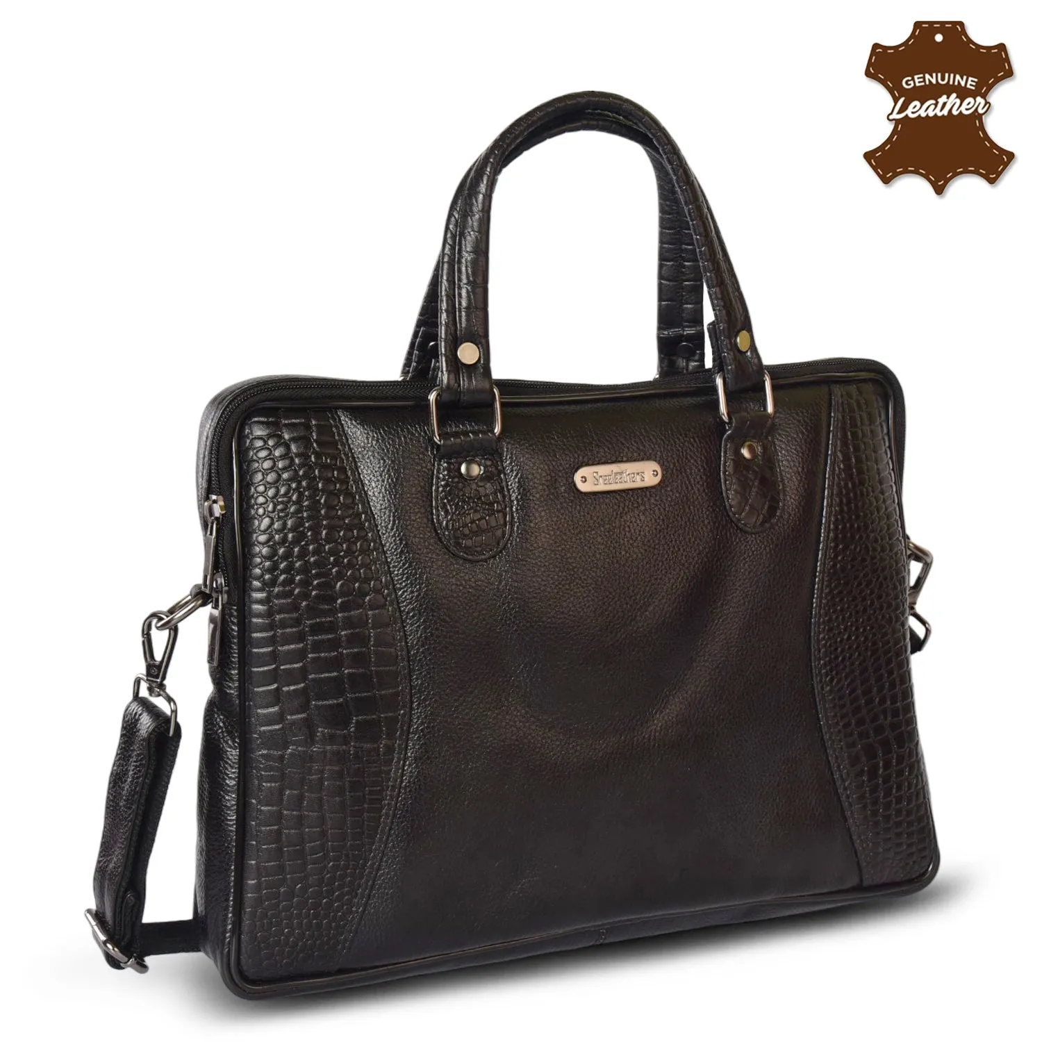 Leather Laptop Bag 36822 (Black)