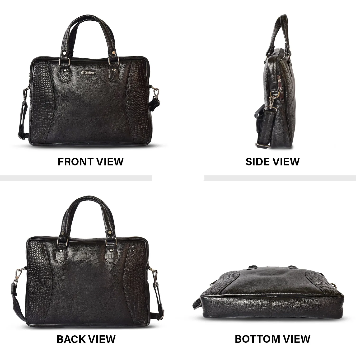 Leather Laptop Bag 36822 (Black)