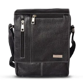 Leather Messenger Bag 36813 (BLACK)