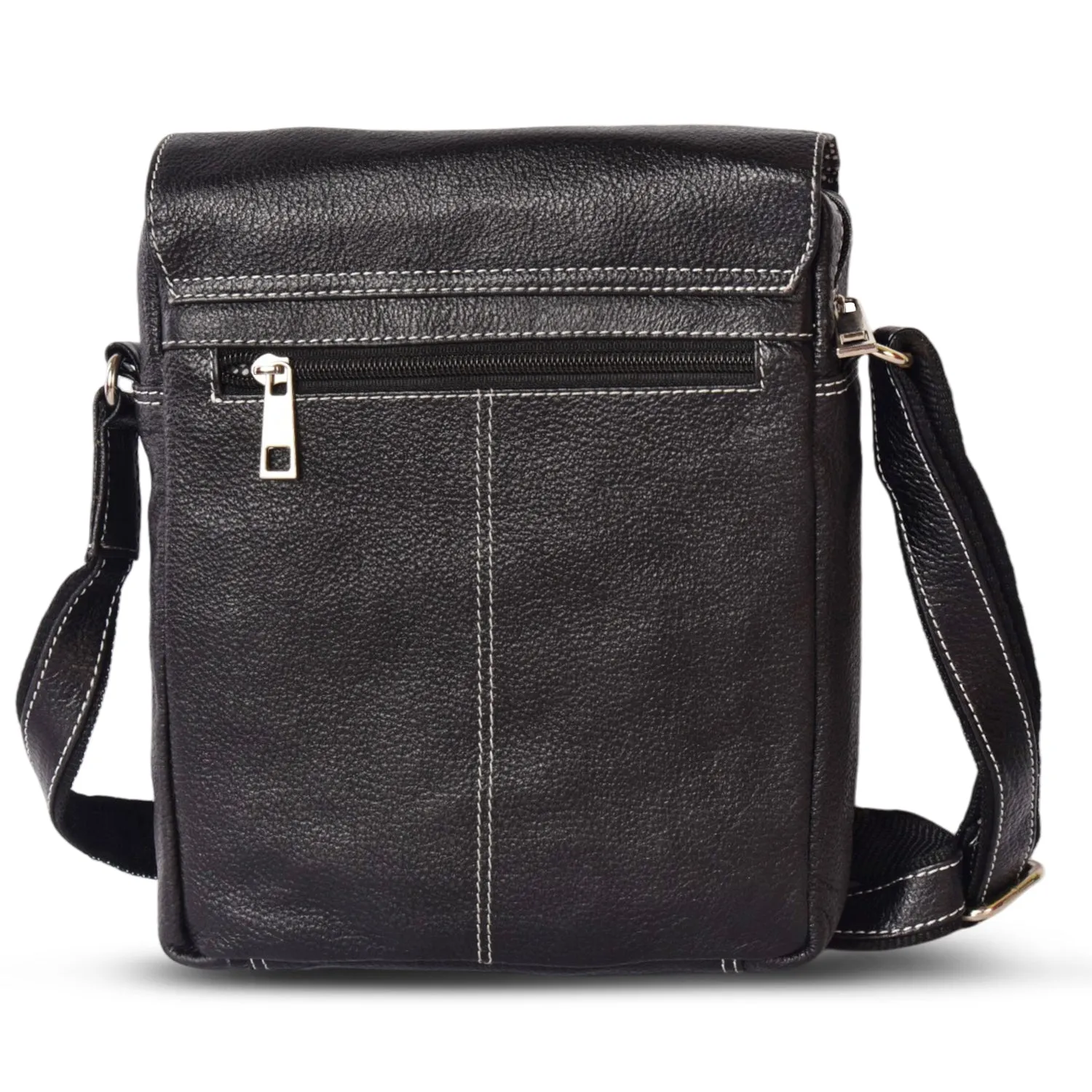 Leather Messenger Bag 36813 (BLACK)