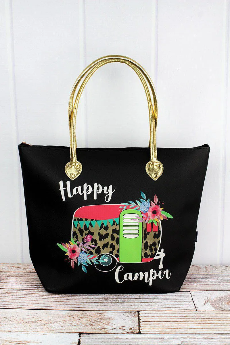 LEOPARD CAMPER TOTE – BLACK