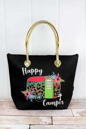 LEOPARD CAMPER TOTE – BLACK