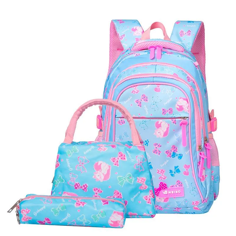 Litthing Waterproof Children School Bags Kids Printing Princess Set for Girls With Lunch Bag,Pencil Case