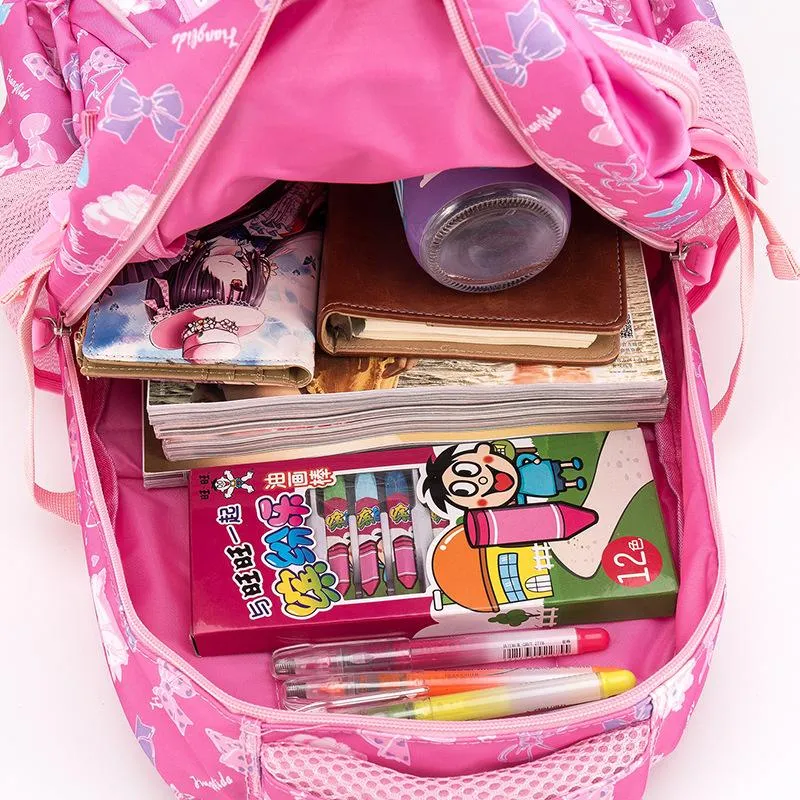 Litthing Waterproof Children School Bags Kids Printing Princess Set for Girls With Lunch Bag,Pencil Case