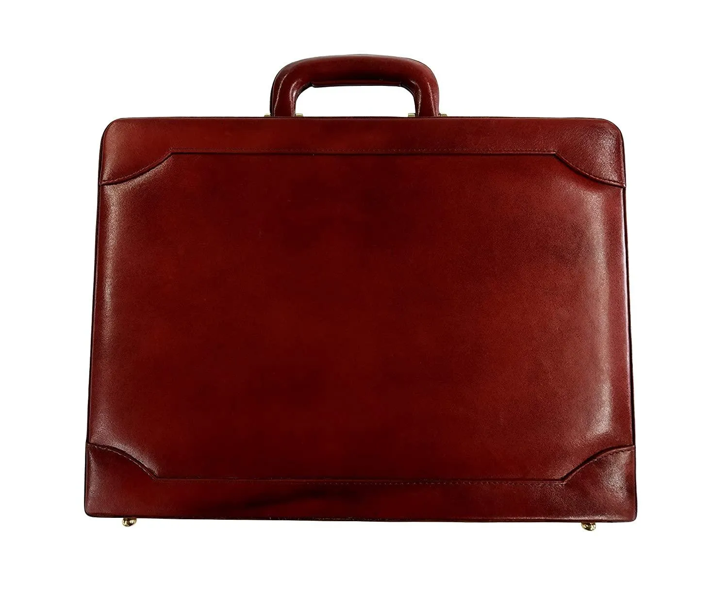 MANDAVA Genuine Leather Attache Doctor's Briefcase Business Handbag for Men Laptop MacBook 14 inches Carry Case (Brown)