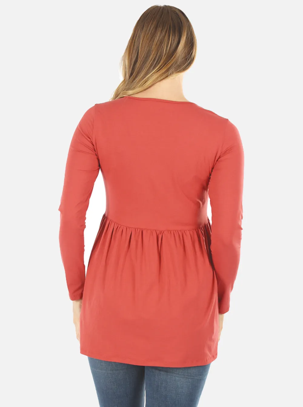 Maternity & Nursing Long Sleeve Baby Doll Tee In Raspberry
