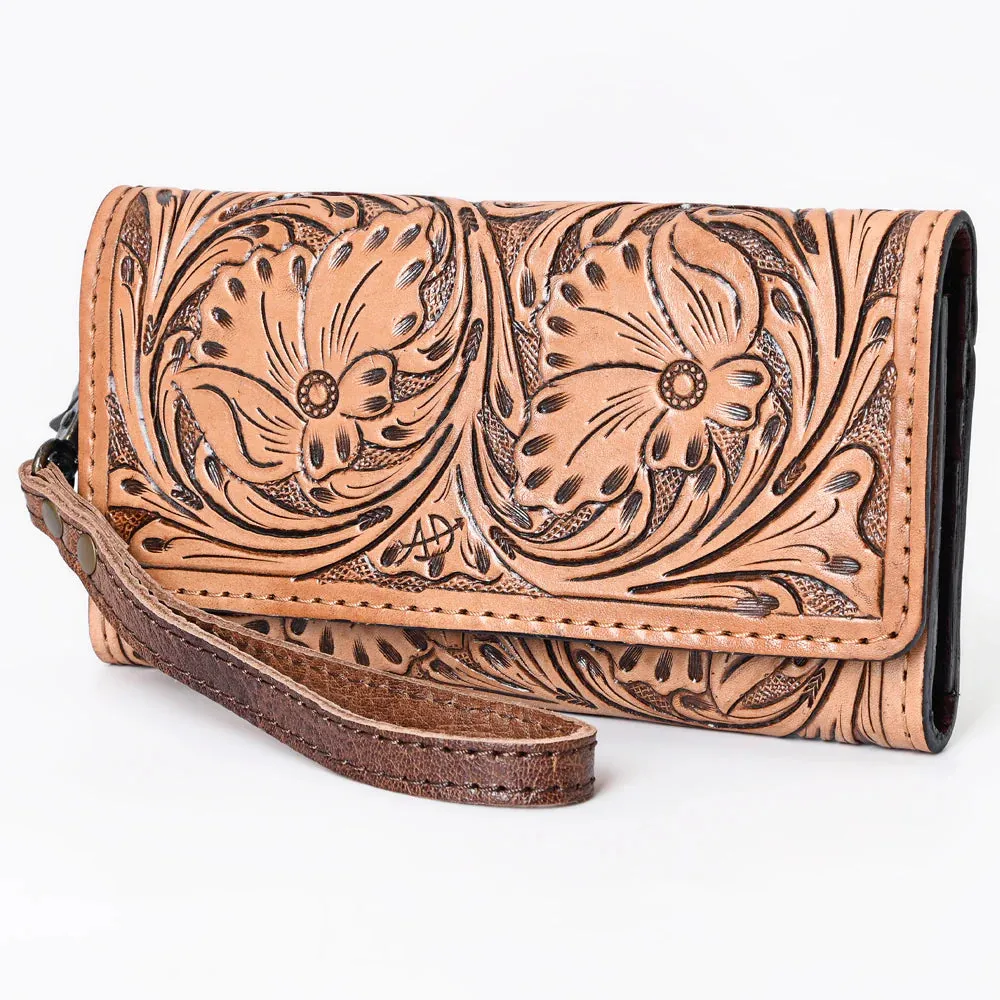 Matilda Tooled Leather Organized Clutch [Natural]