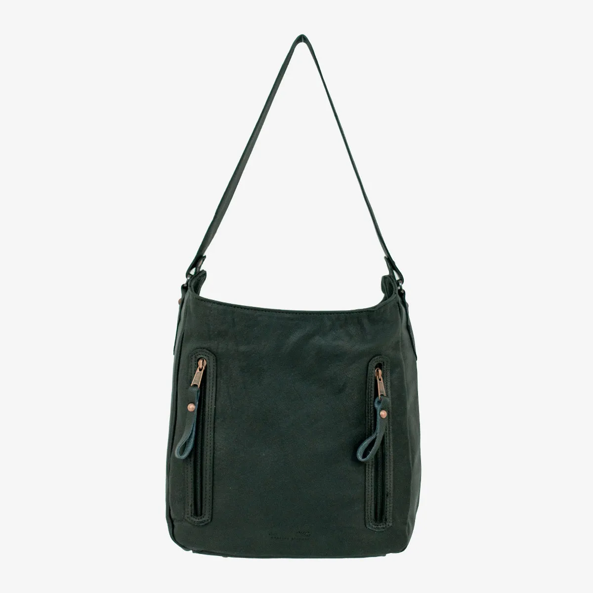Midnight Copper Soft Zip Top Shoulder Hobo - Black