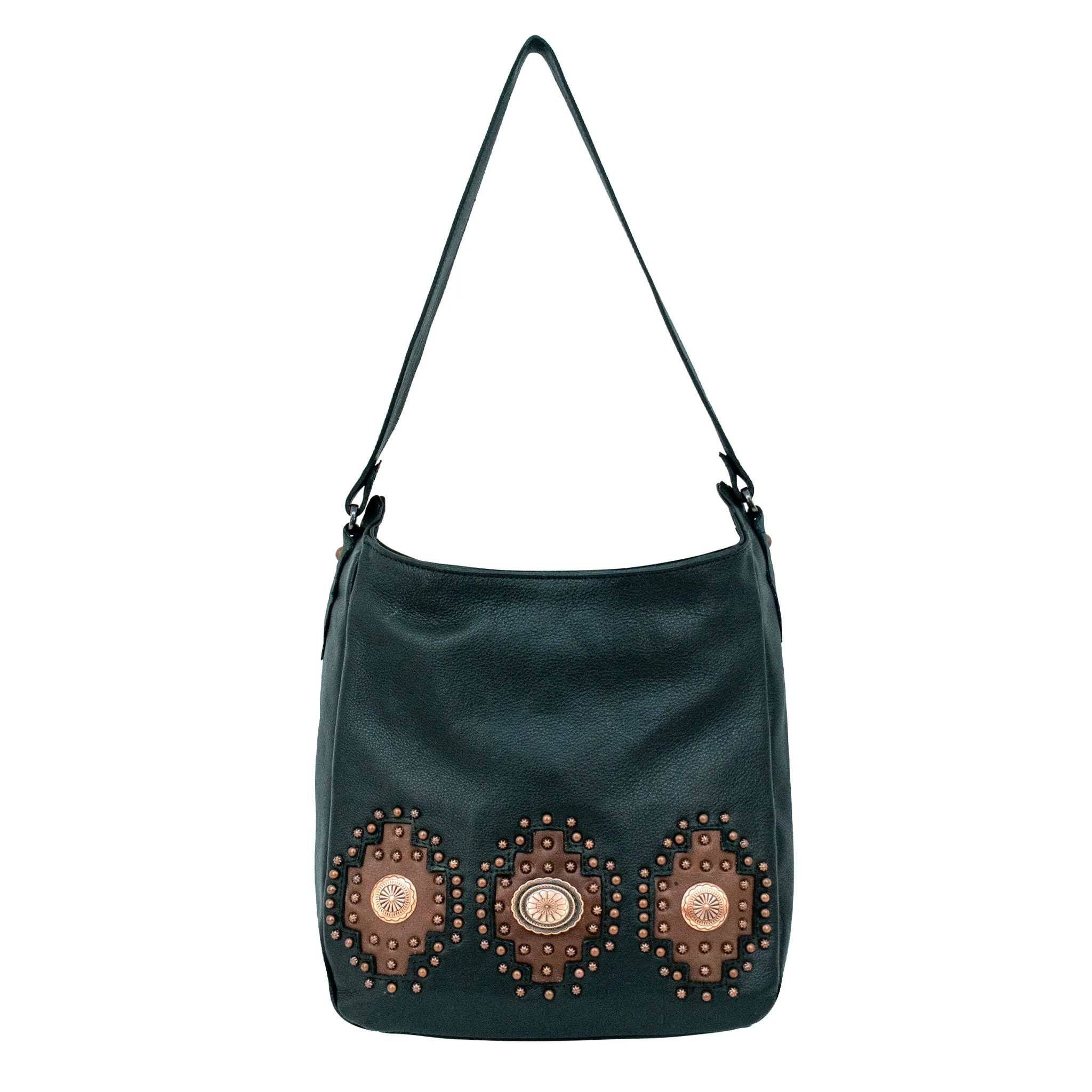 Midnight Copper Soft Zip Top Shoulder Hobo - Black