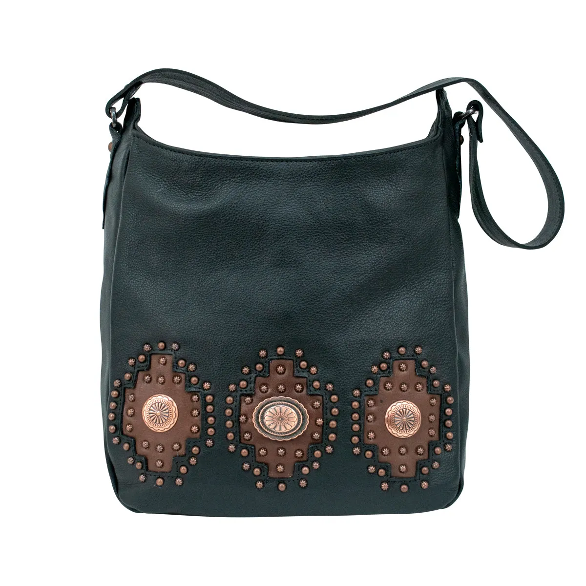 Midnight Copper Soft Zip Top Shoulder Hobo - Black