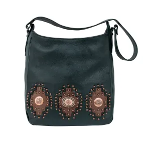 Midnight Copper Soft Zip Top Shoulder Hobo - Black