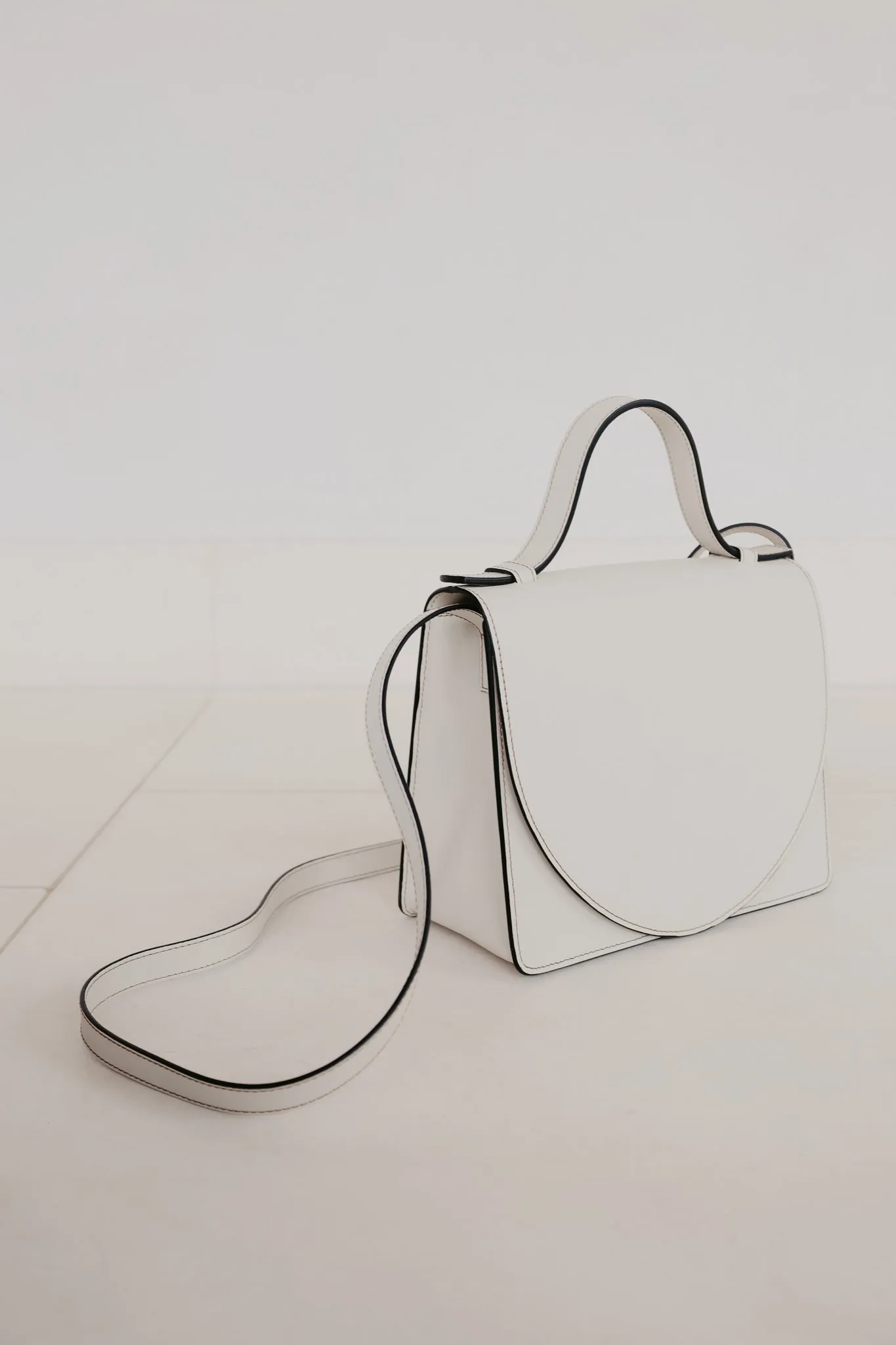 Mini Briefcase | Stitched Tricolor White
