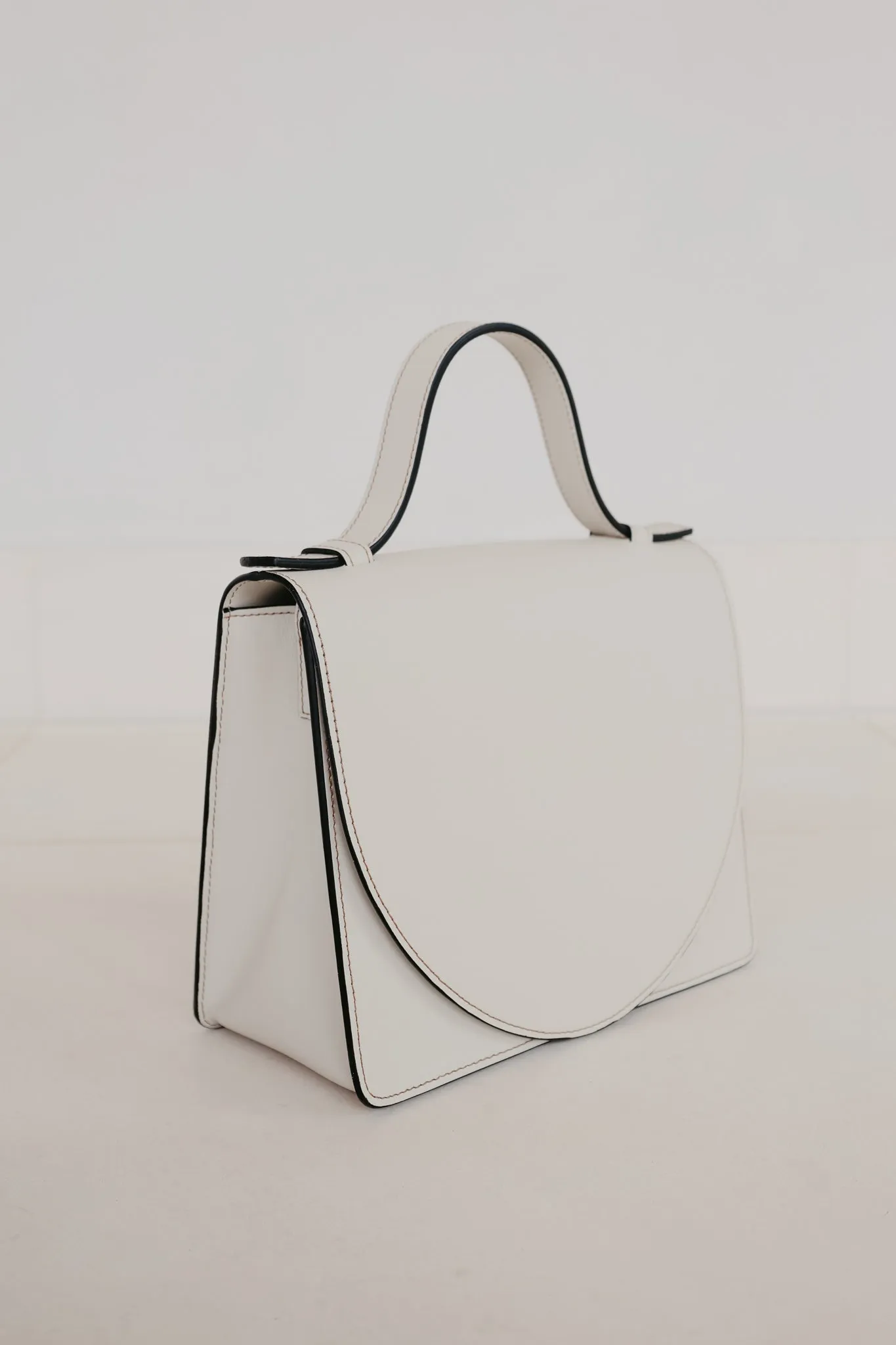 Mini Briefcase | Stitched Tricolor White
