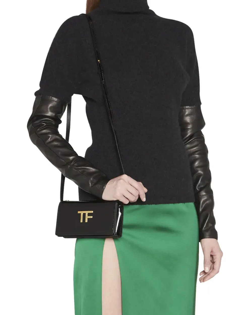 Mini Patent Leather Crossbody Bag in Black