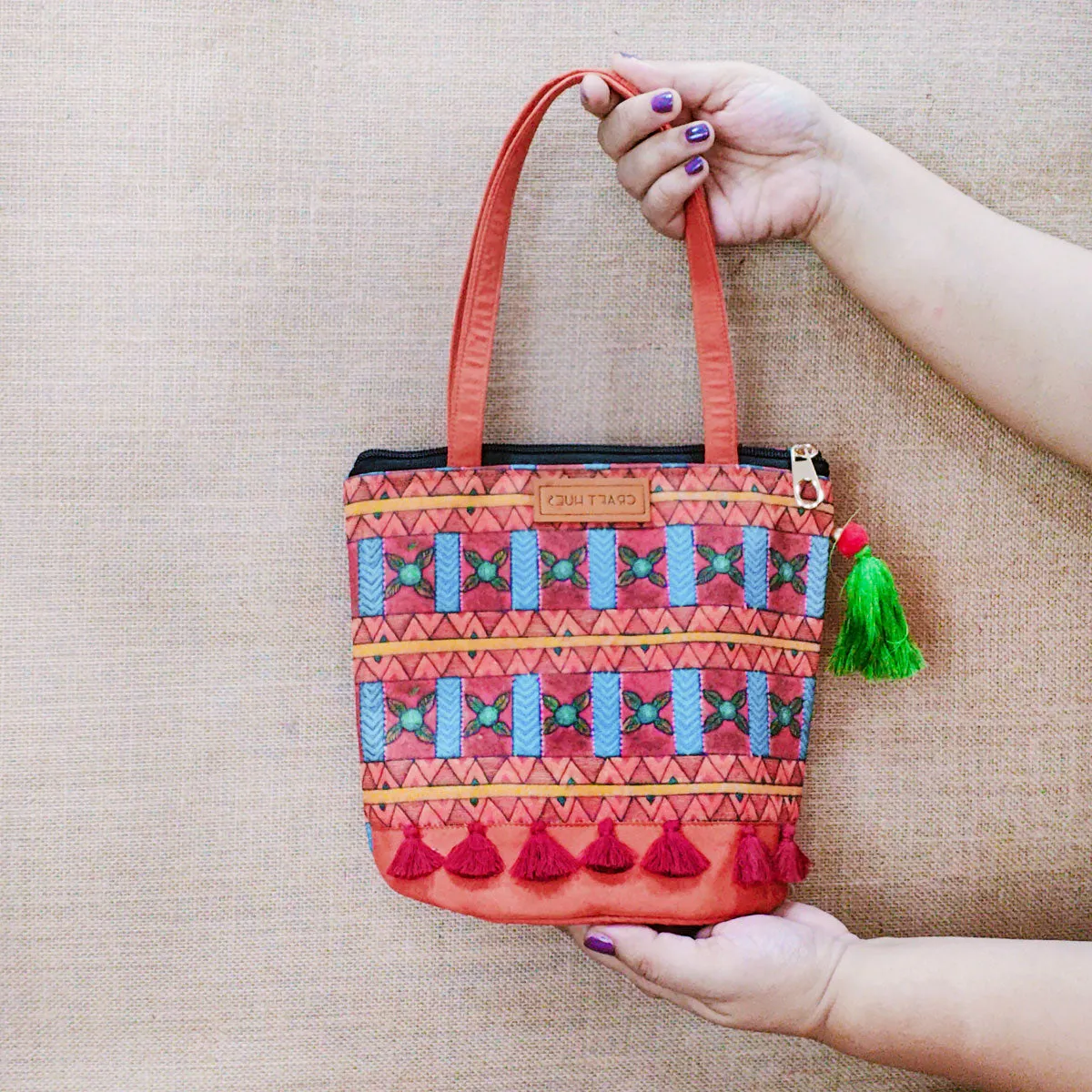 Orange Aztec Bucket Bag