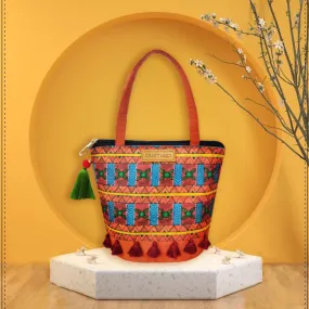 Orange Aztec Bucket Bag
