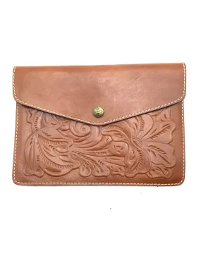 Patricia Nash Women's Clutch Brown Tooled Italian Leather