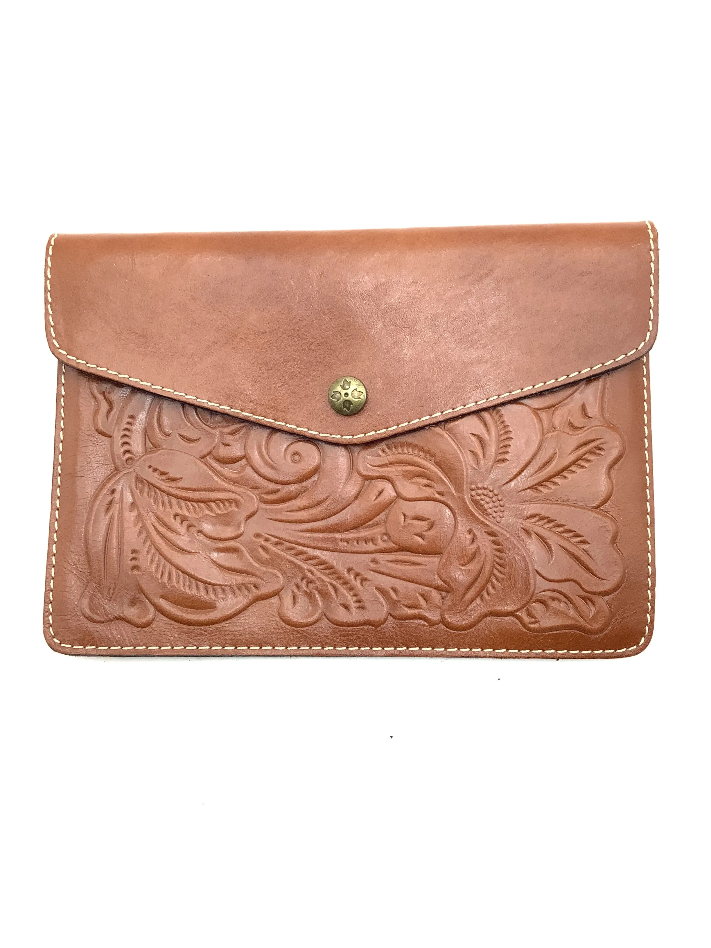 Patricia Nash Women's Clutch Brown Tooled Italian Leather