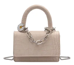 PB128 White Mini Crocodile Daisy Purse
