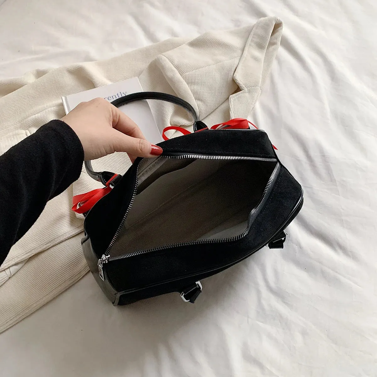 PU Leather Double Pockets Design Underarm Bag