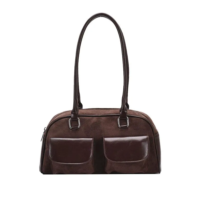 PU Leather Double Pockets Design Underarm Bag