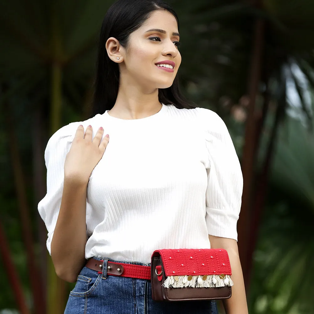 Scarlet Red Boho Affair Sling and waist Bag
