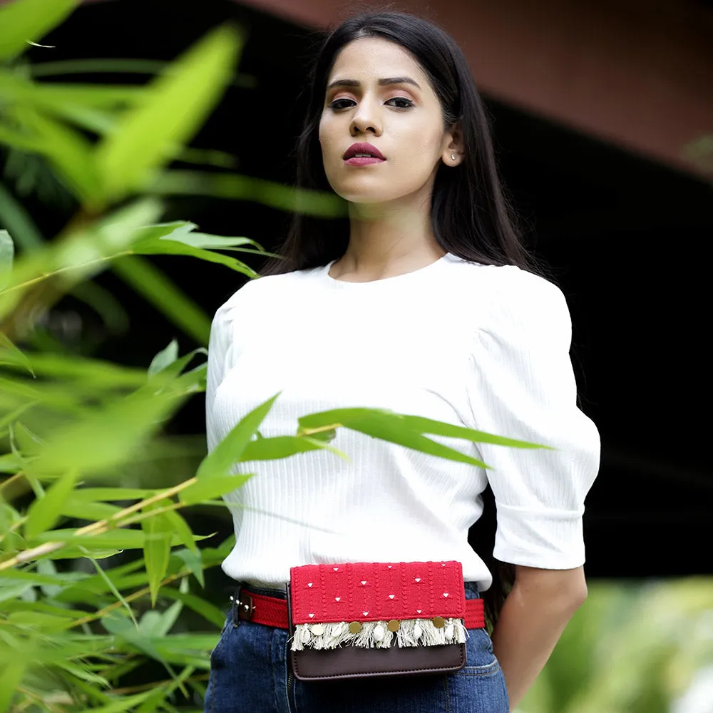 Scarlet Red Boho Affair Sling and waist Bag