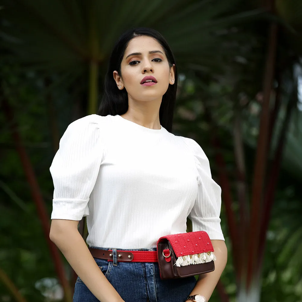 Scarlet Red Boho Affair Sling and waist Bag