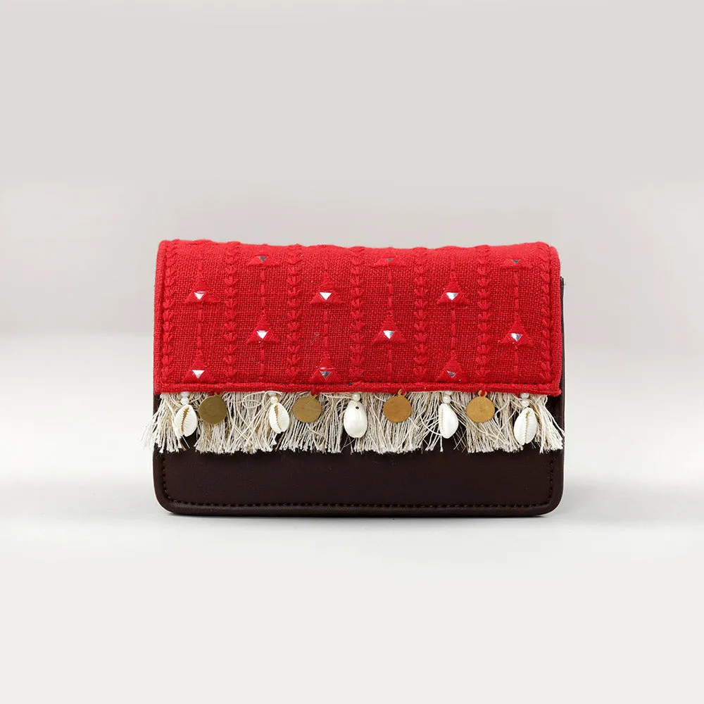 Scarlet Red Boho Affair Sling and waist Bag