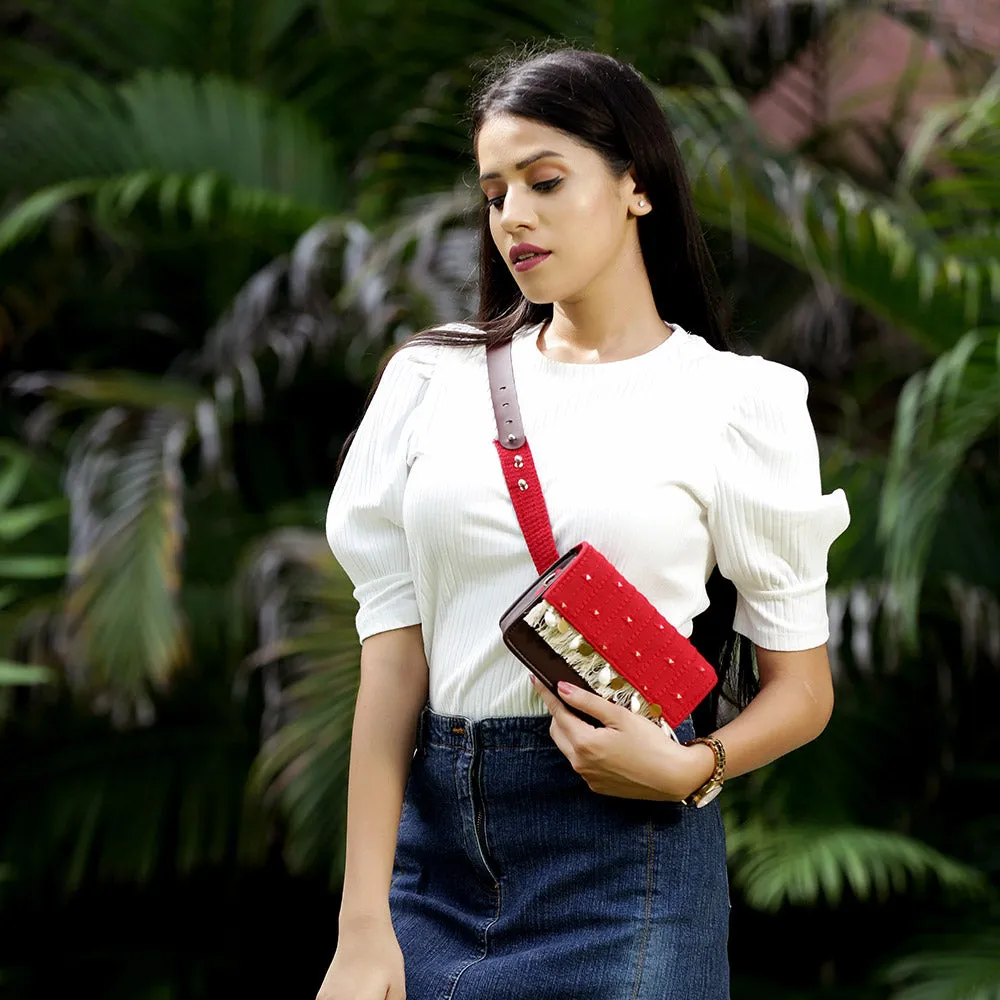 Scarlet Red Boho Affair Sling and waist Bag