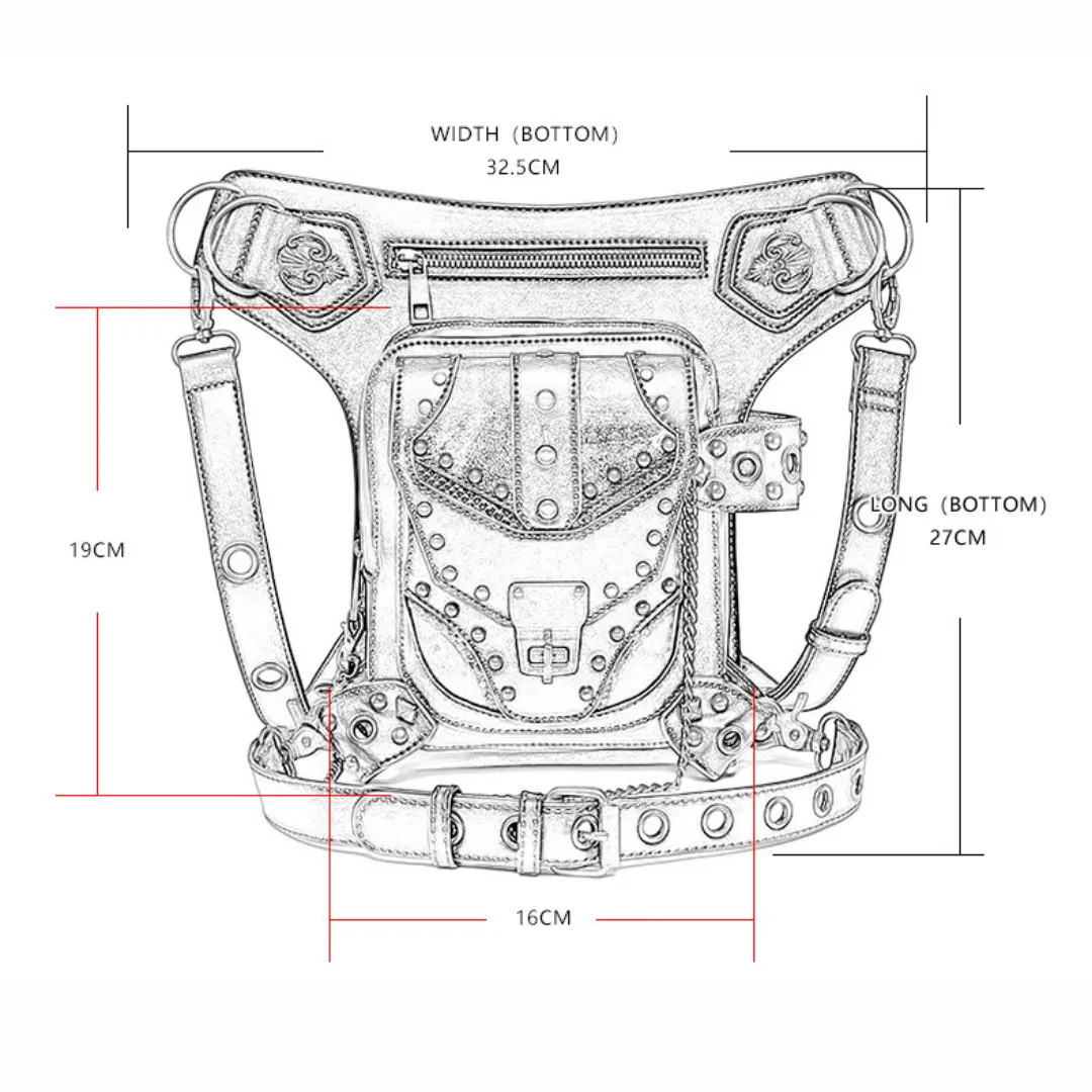 Steampunk Motorcycle Bag Retro Gothic Waist Bag