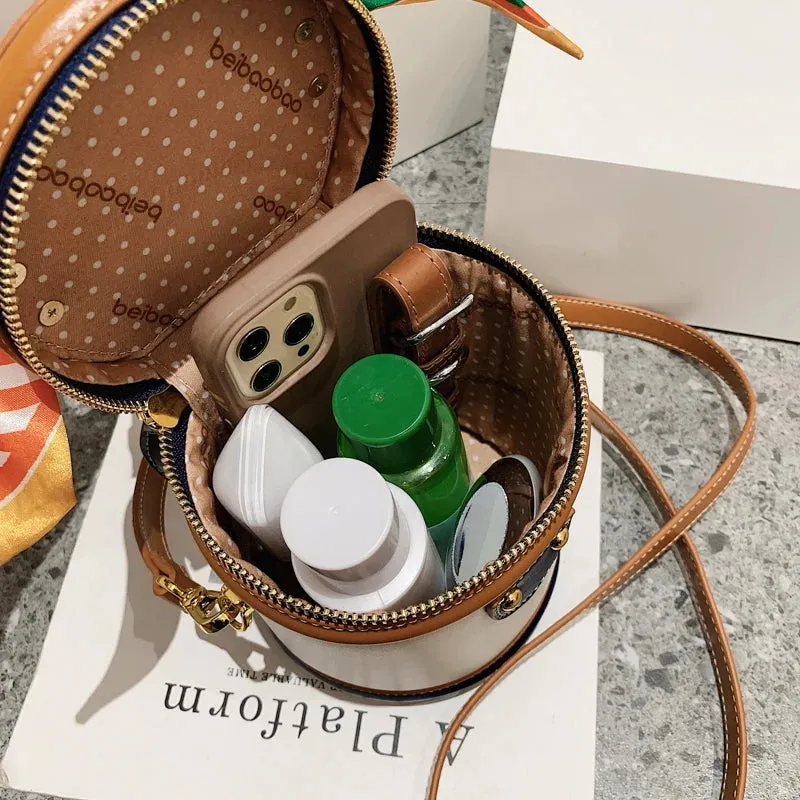 Tami Scarf Handle Barrel Bucket Bag