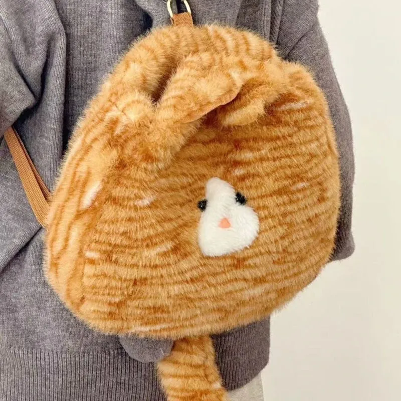 Uakiss Cute Cat Shoulder Bag for Women Casual Plush Kawaii Japanese Style Aesthetic Backpacks Cartoon Fashion Female Crossbody Bag