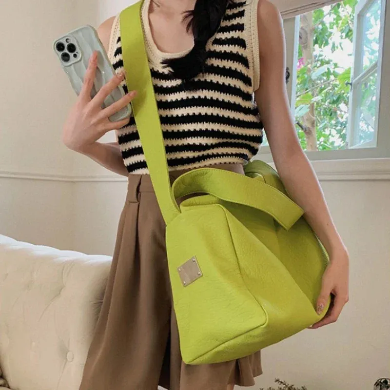 UAKISS  -  High-capacity Women Casual Travel Shoulder Tote Bags Vintage Grunge All Match Y2k Gym Bag Korean Trendy Simple Handbag Crossbody