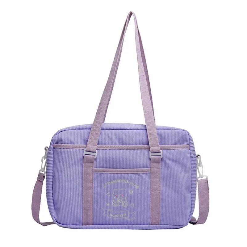 UAKISS  -  Japanese JK Shoulder Bags for Women Solid All Match Canvas Uniform Crossbody Bag Cute Cartoon Bear Handbag 2024 Bolso Mujer